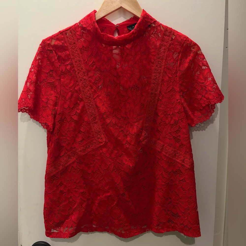 Laundry by Shelli Segal Lined Red Lace Top